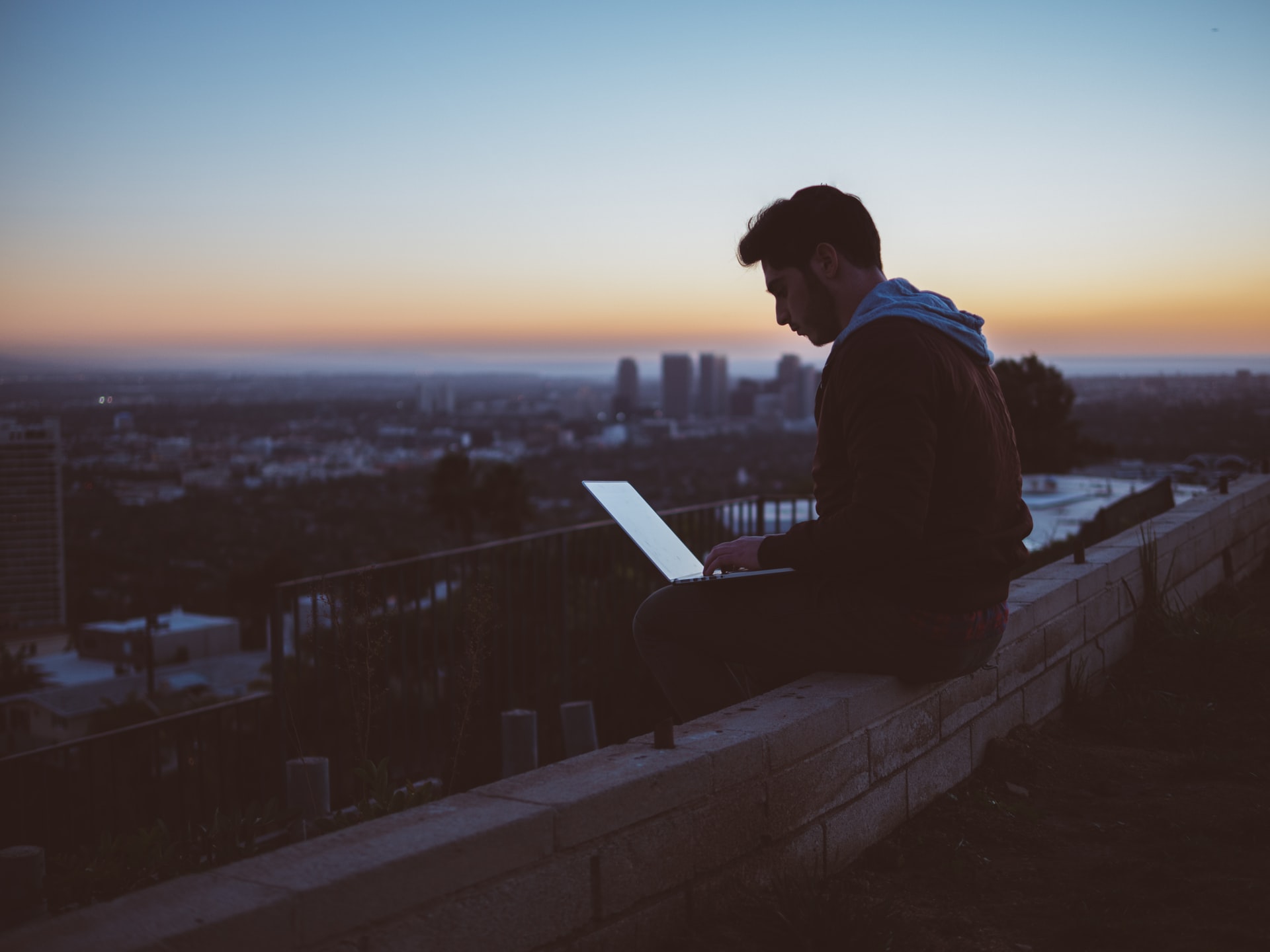 man working remotely